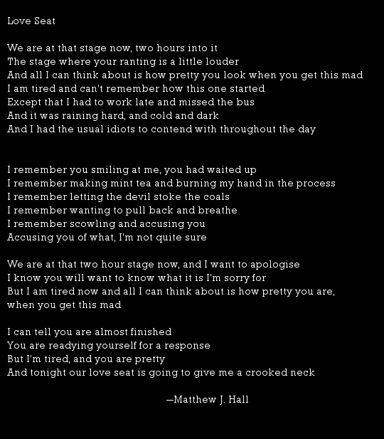 Love Seat by Matthew J Hall