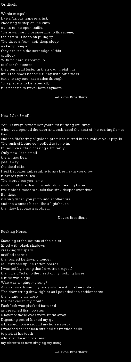 Poetry by Devon Broadhurst