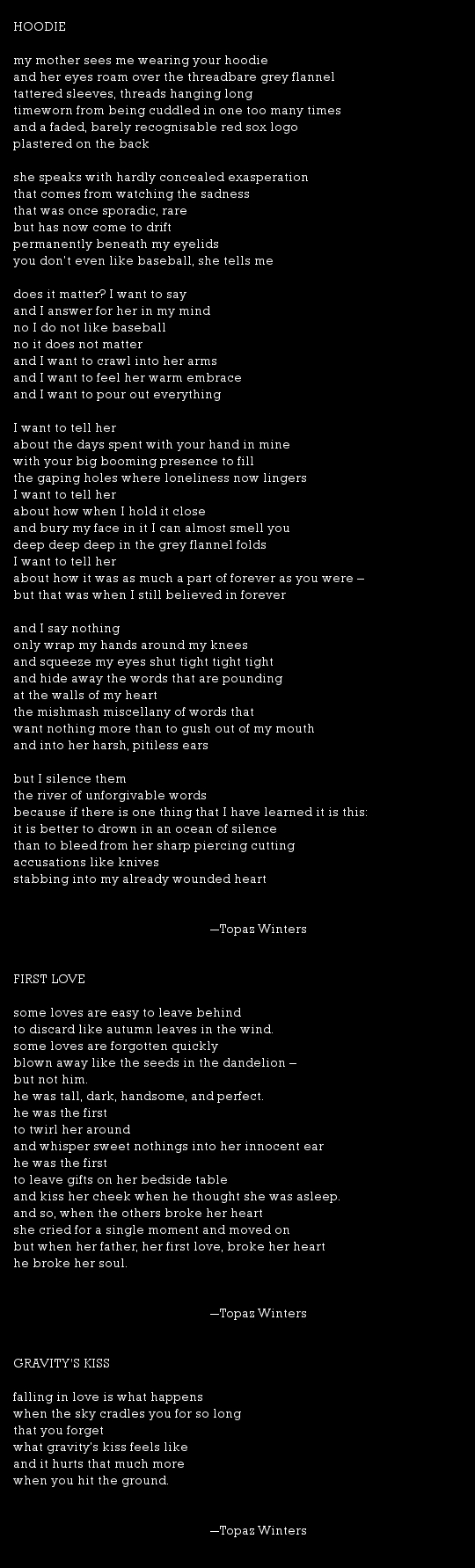 Topaz Winters Poetry